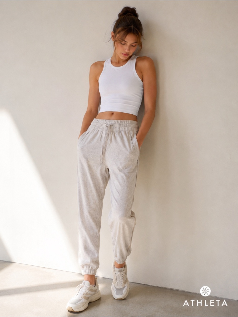 Athleta Ivory Drawstring Joggers